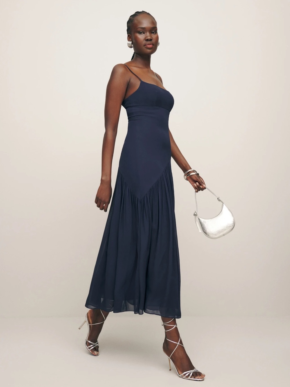 Reformation Navy Blue Catana Dress